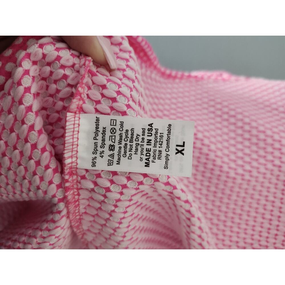 LuLaRoe Midi Skirt Size XL Pink & White Polka Dot Pockets Pleated Stretch - Picture 5 of 7